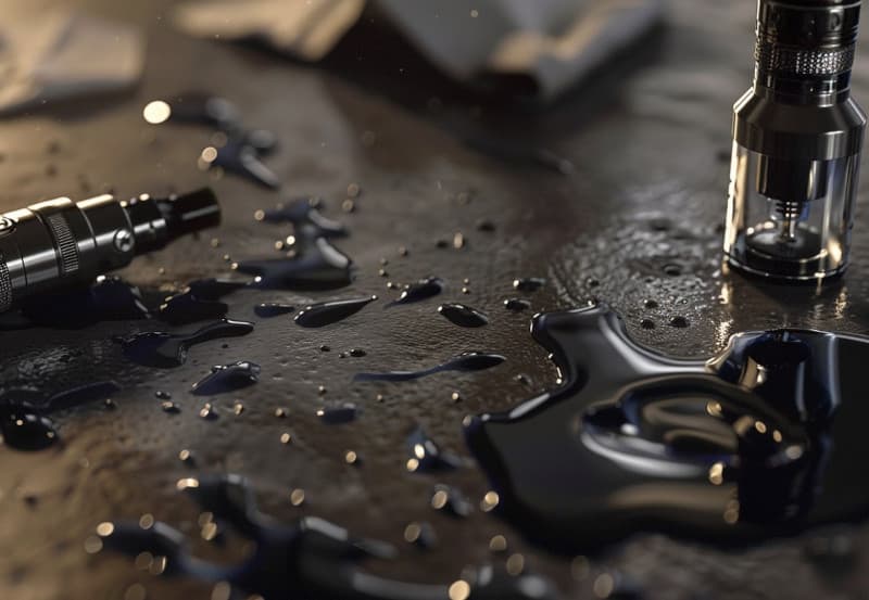 wyciek liquidu z e-papierosa, cieknący vape, uszkodzony zbiornik liquidu, e-papieros z plamą - Dlaczego liquid wycieka z e papierosa? Najczęstsze przyczyny ...