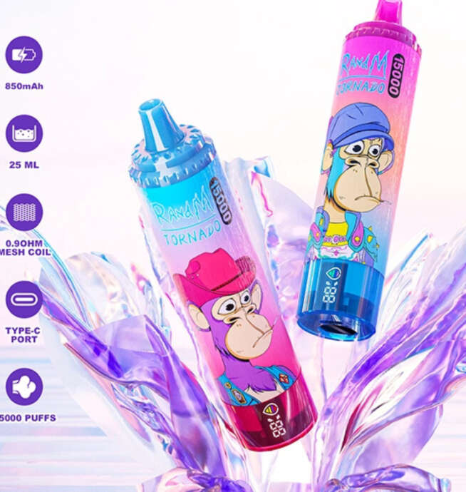 RandM Tornado 15000 wyświetlacz LED, e-papieros poziom baterii liquidu, vape anxiety rozwiązany, wskaźnik naładowania e-papierosa - RandM Tornado 15000 Puffs Gorące nowości Wyświetlacz LED ...