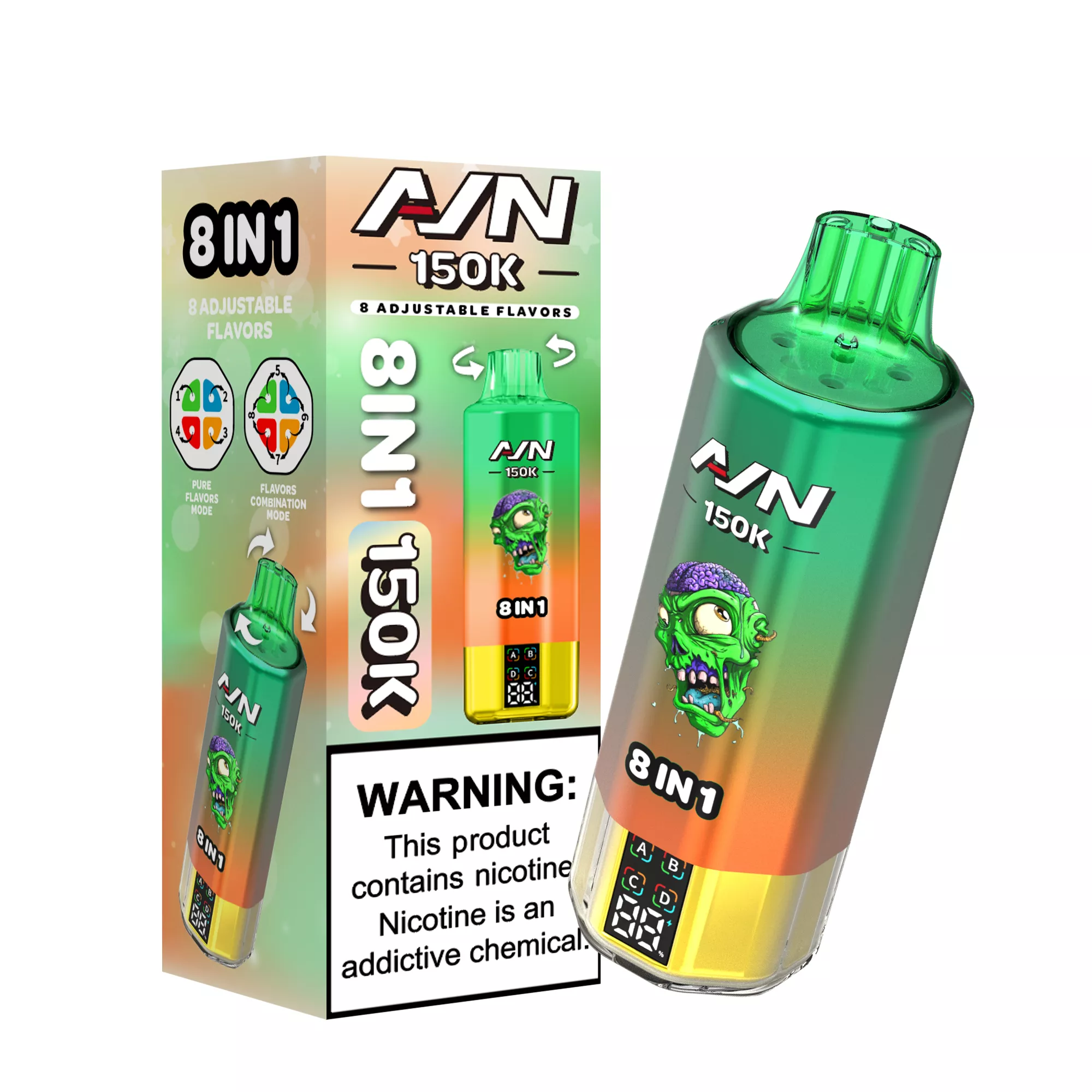 e-papieros ładowany, vape w kieszeni zawsze, ciągła dostępność nikotyny - AIVONO AIM AVN 150K 8 W 1 Smaku 150000 Puffów Ekran LED Niski ...