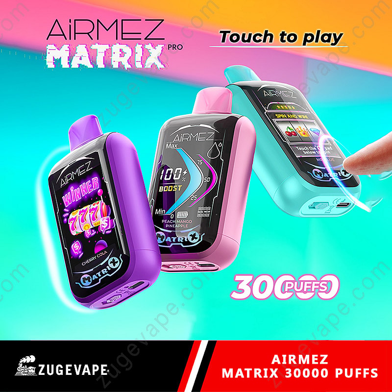 Airmez Matrix Pro recenzja,Dual Mesh technologia,jednorazówka 30000 buchów,najlepsza jednorazówka,e-papieros z ekranem dotykowym