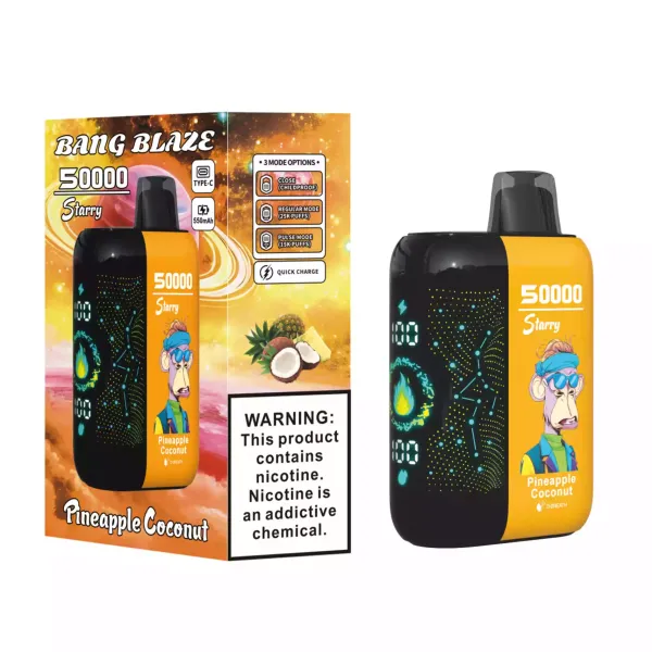 e-papieros z ekranem wskaźnik baterii, niski poziom baterii vape, szybko rozładowana jednorazówka - BANG BLAZE 50K Puffs Starry Sky DSK053 Ekran LED Niską zawartość ...