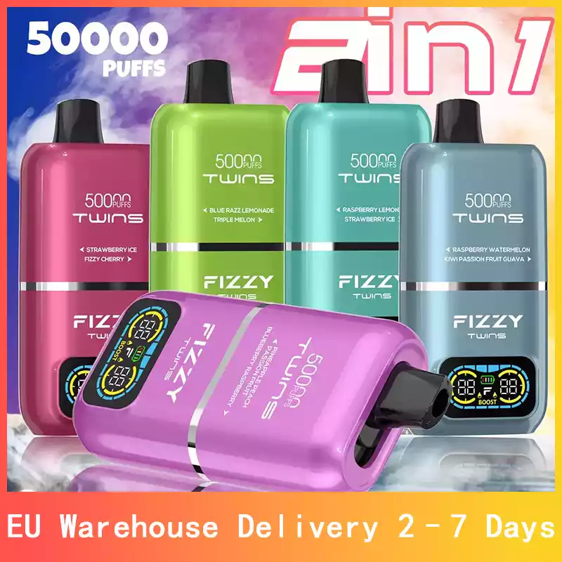 e-papieros dwusmakowy, dual-flavor vape urządzenie, Fizzy Twins Dwusmakowe - Fizzy Twins 50000 Puffs Double Flavor Dual Tank 50K Disposable ...