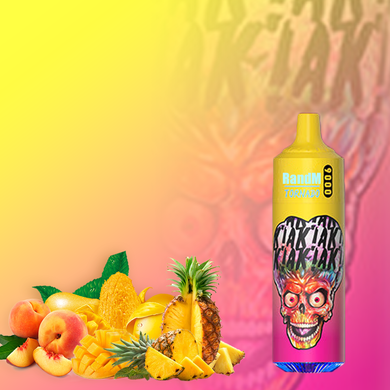 Mango Peach Pineapple vape, hawajski smak e-papierosa, tropikalna mieszanka Xcor, egzotyczne owoce - R AND M Tornado Peachy Mango Pineapple 9000