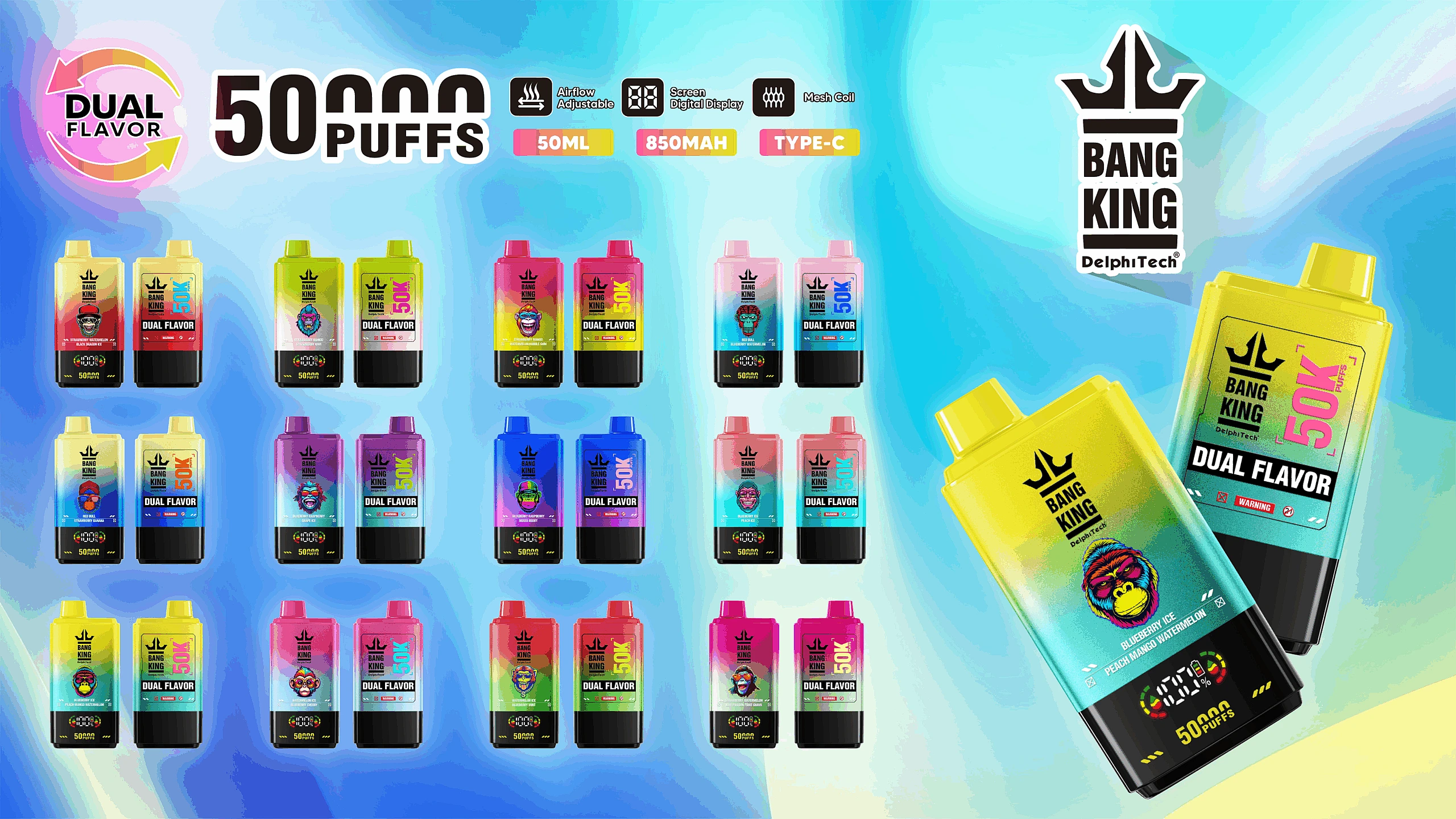 bitwa smaków vape, dwusmakowa innowacja, intensywność aromatu e-papierosa, koncepcja smaków e-liquidu - BangKing 50K Dual Flavor Jednorazowy E-Papieros: Dlaczego ...