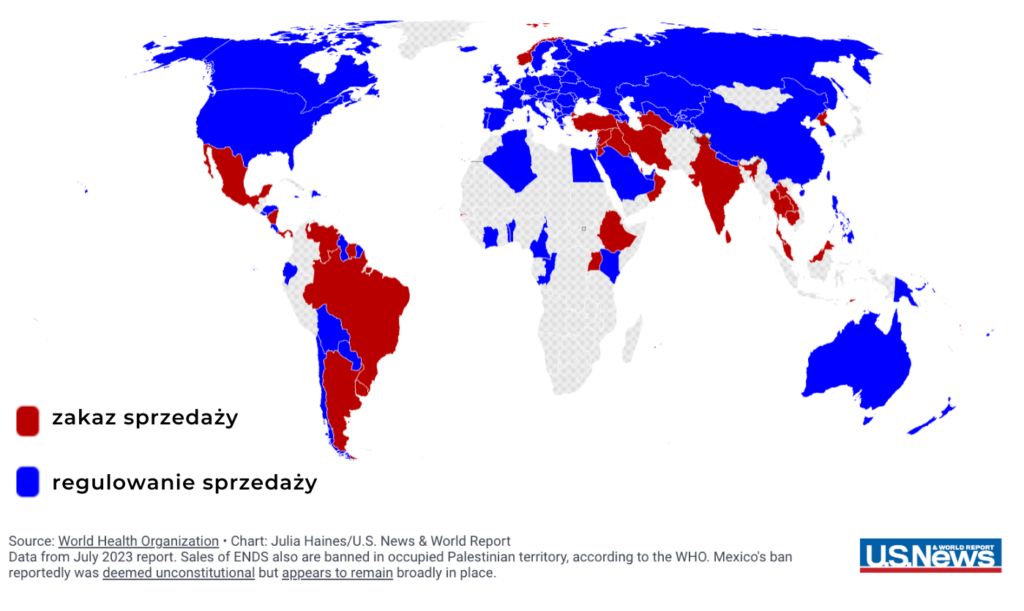 Zakaz jednorazowych e-papierosów, globalne regulacje vape, mapa zakazów e-papierosów, polityka vaping - Zakaz e-papierosów w Polsce? | Paulina Górska