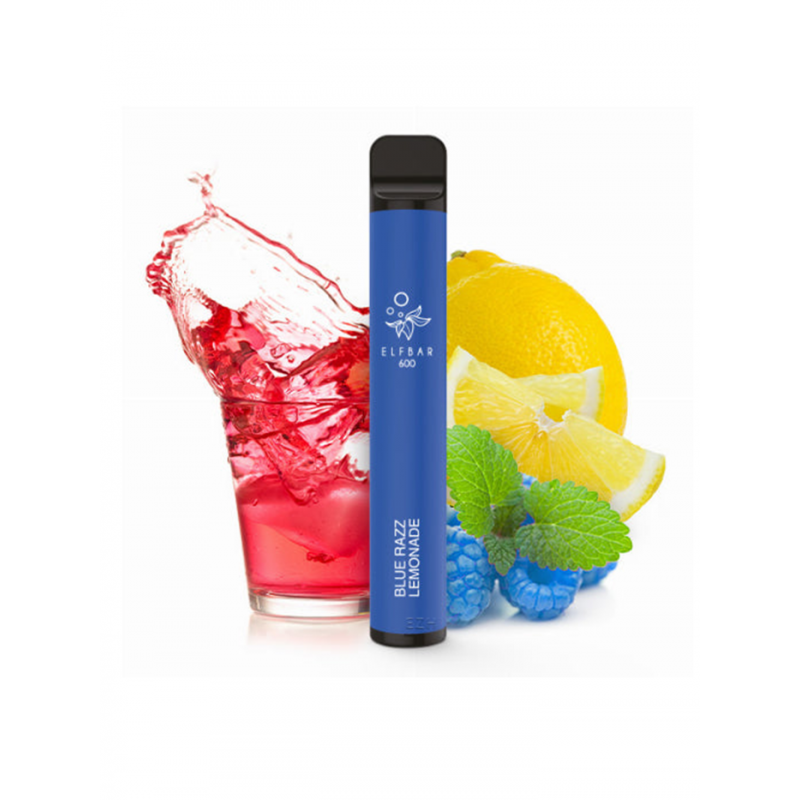 smak niebieska malina cytryna vape, e-papieros jednorazowy blue razz lemonade, słodko-kwaśne owoce vape, niebieskie maliny cytryna - Jednorazowy e-papieros Elf Bar 600 Blue Razz Lemonade