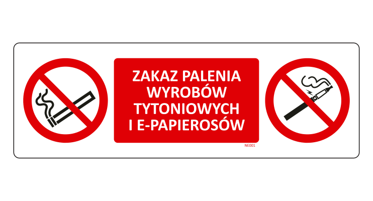anulowanie gwarancji e-papierosa, utrata rękojmi, wykluczenia gwarancyjne vape, znak X odrzucenie - Znak Zakaz palenia tytoniu i e-papierosów na płycie PCV NE001