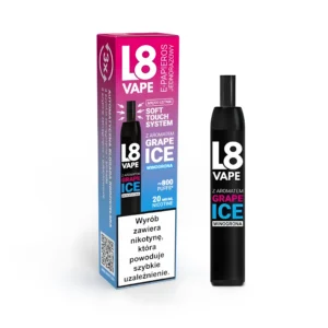 Opakowanie L8 vape 800 puffs z widoczną specyfikacją.