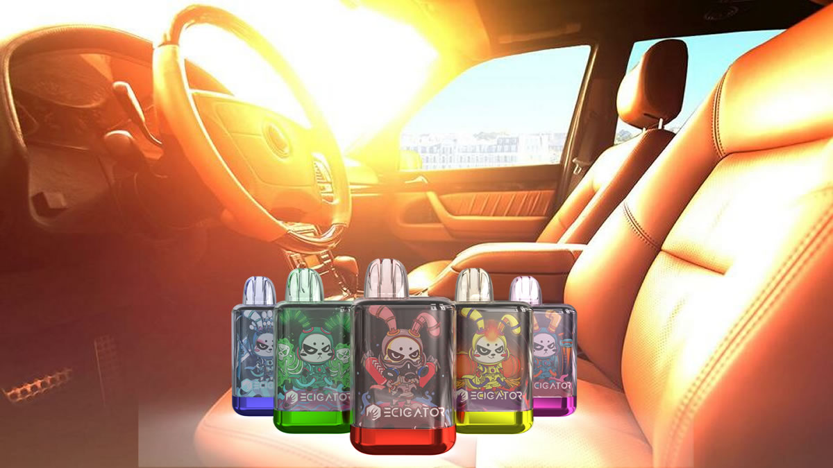 Vape left on car dashboard, extreme heat vape damage, improper vape storage hot car, disposable vape direct sunlight - The Safety Risks of Leaving Disposable Vapes in Hot Cars - Ecigator