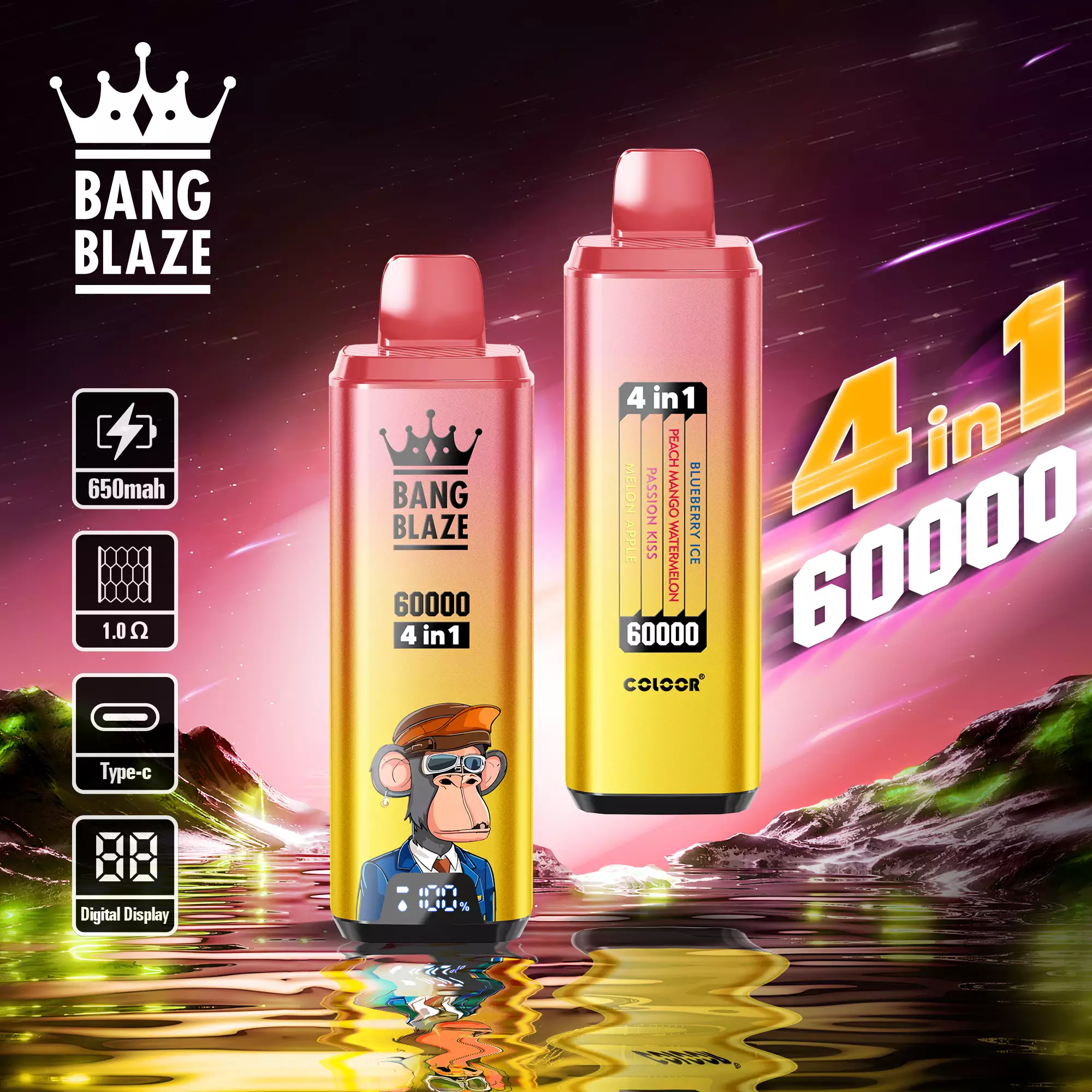 Bang Blaze Cherry Coke, e-papieros smaki napojowe, vape cola aromat, lodowaty napój cola z wiśnią - Bang Blaze 60000 Puffs 4-in-1 Flavors 60K 0% 2% 3% 5% Low Nicotine ...
