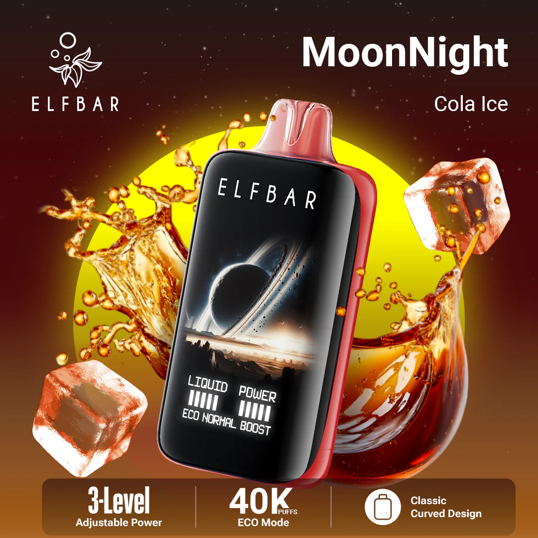 vaping w nocnym klubie, elegancki wieczorny vape, luksusowy e-papieros drink, Dubai Night lifestyle - ELFBAR MoonNight Cola Ice