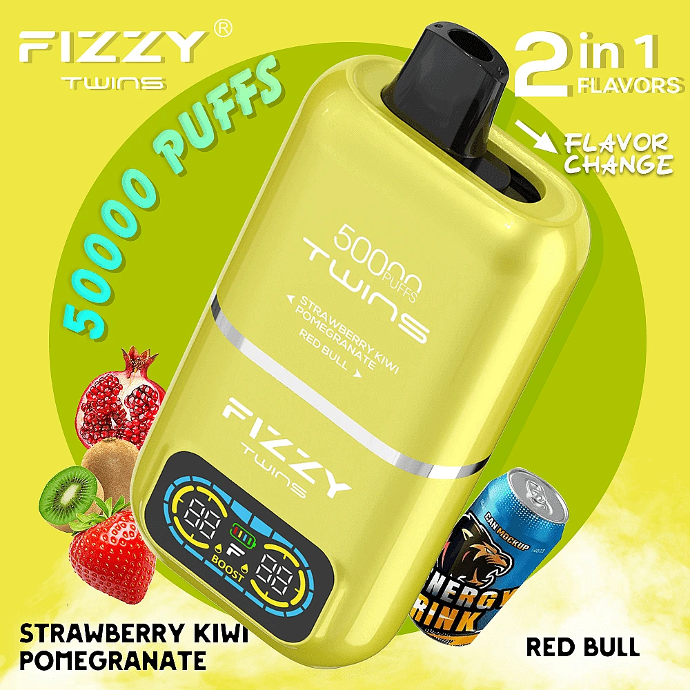 Fizzy Twins 50000, e-papieros dwusmakowy, innowacyjny vape, rewolucyjny e-papieros, urządzenie vapingowe - Fizzy Twins 50000 50 tys. zaciągnięć, podwójne smaki, jednorazowy ...