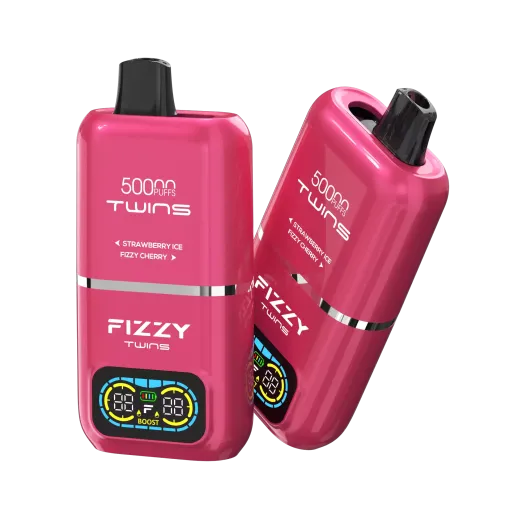 Fizzy Twins 50000 wnętrze, przekrój e-papierosa dual flavor, dwa zbiorniki liquidu vape schemat, budowa e-papierosa - Fizzy Twins 50000 Puffs Dual Flavor Tank Jednorazowe Vape - VapeXYZ