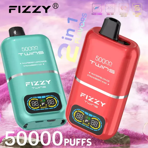przełącznik smaku vape, mechanizm zmiany smaku e-papierosa, Fizzy Twins przełącznik - Fizzy Twins 50000 Puffs Dual Tank Double Flavor 12 Colors 2% 5 ...