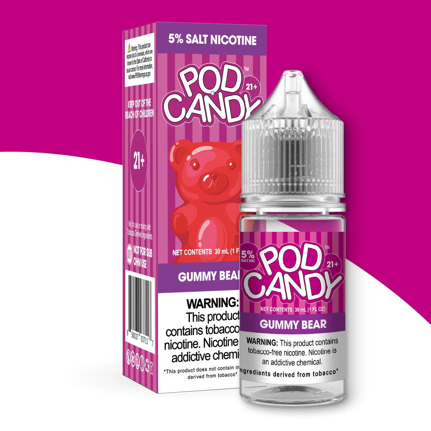 cukierkowe smaki vape, Gummy Bear vape, Fizzy Cherry vape, e-papieros słodycze, nostalgia vape - Pod Candy Gummy Bear - Salt nicotine – Freeman Vape