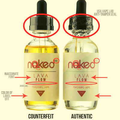 zanieczyszczone liquidy vape, szkodliwe płyny do e-papierosów, fake e-liquid vs original - How to Spot Fake Vape Products – Devices, and Accessories | Vaperite