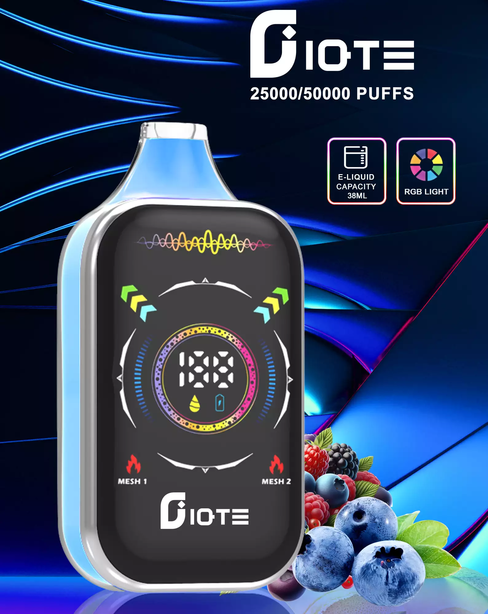 e-papieros 50000 buchów 2026, nowoczesny vape gigant, porównanie mały duży e-papieros - IQTE 50000 Puffs Dual Mesh RGB Full Screen 50k 0% 2% 5% Low ...
