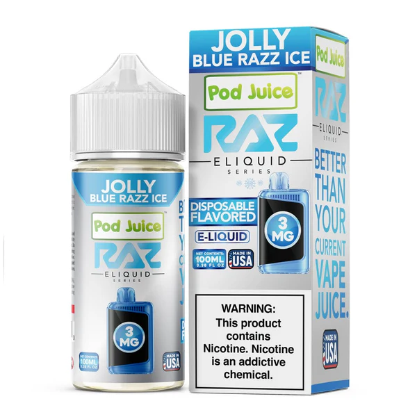 Blue Razz Ice vape, Mixed Berries vape, e-papieros smak jagodowy niebieskie maliny - Jolly Blue Razz ICE - Pod Juice x Raz E-Liquid | Giant Vapes