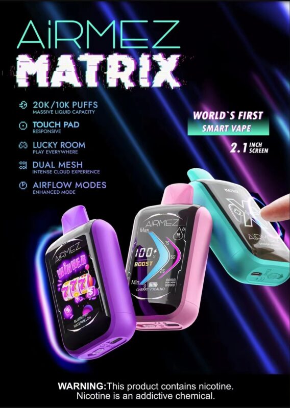 Airmez Matrix Pro 30000 cena,Airmez Matrix Pro opinie,jednorazówki 30000 buchów,najlepszy e-papieros jednorazowy,vape dużej pojemności,Airmez Matrix Pro 30000