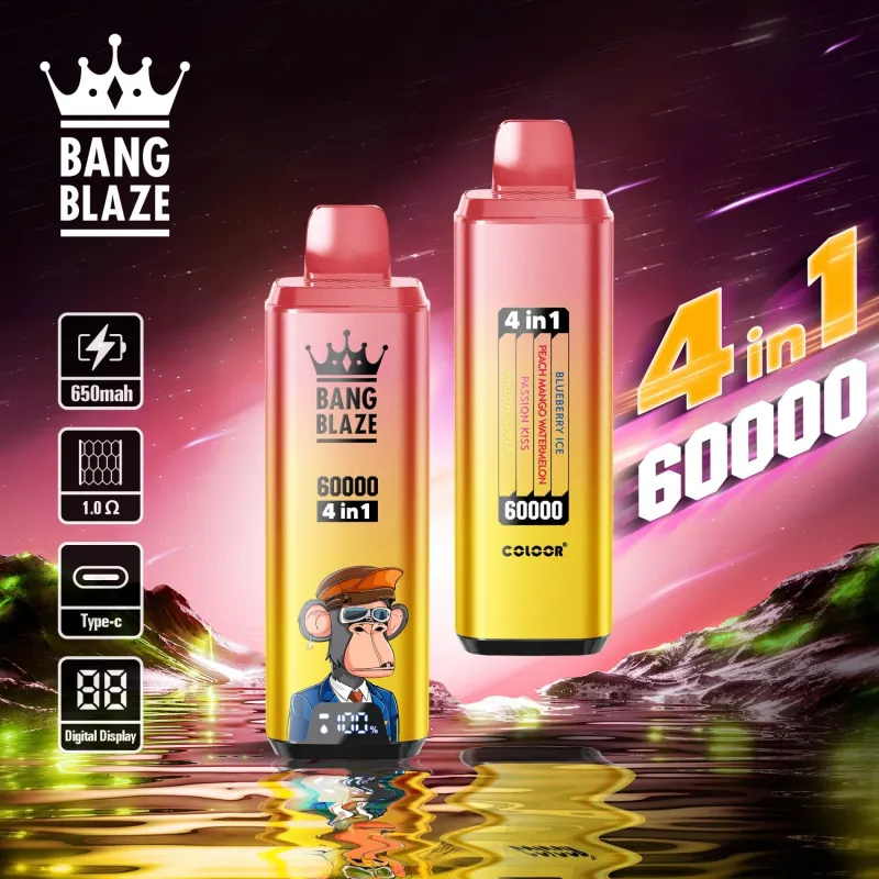 Vape na wyjazd, e-papieros na festiwal, jednorazówka podróżna, Bang Blaze w górach, vape podczas podróży - Bang Blaze 4-w-1 60000 Puffs | smak długotrwały 60k puff ...