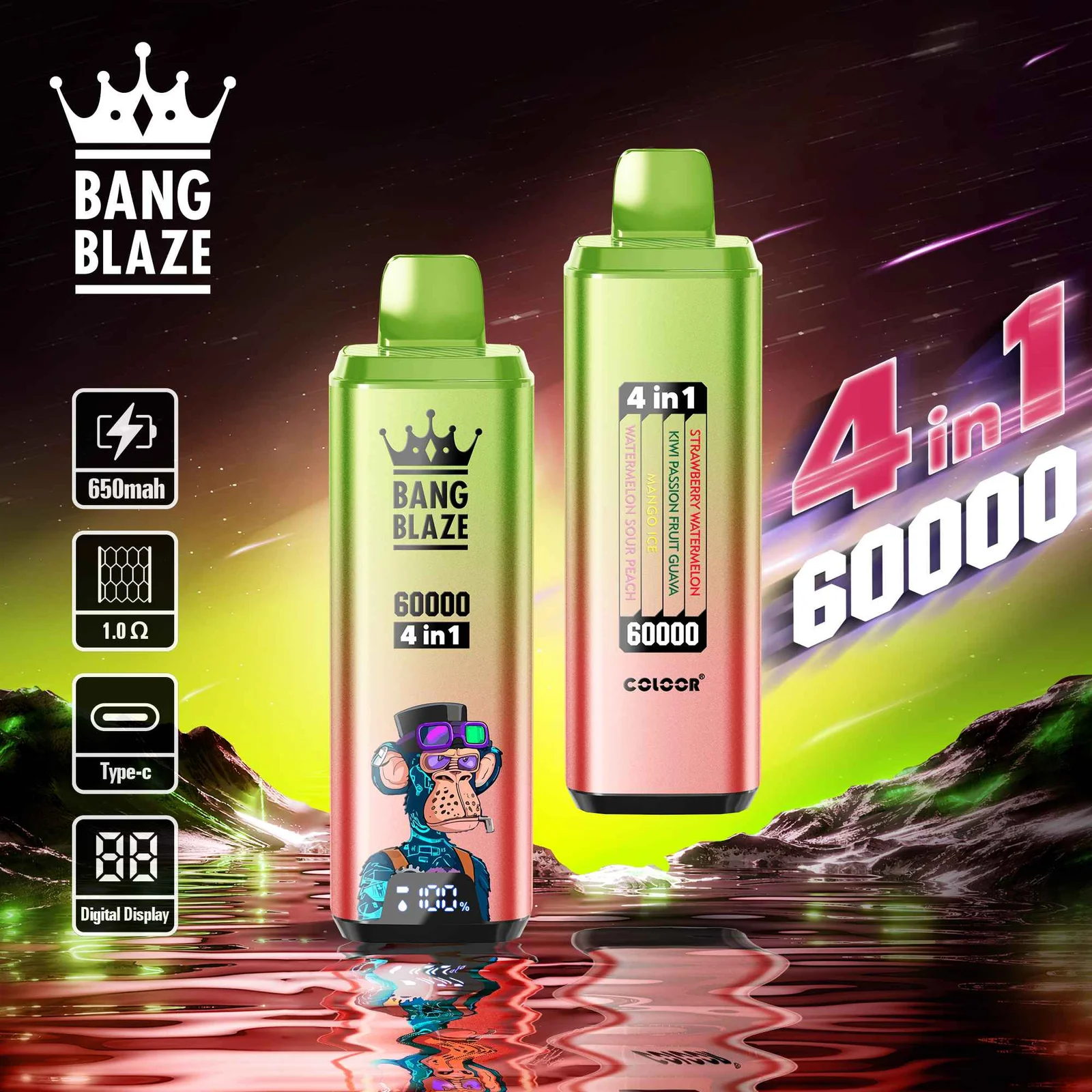 porównanie e-papierosów Airmez Bang Blaze, vape z ekranem i dual flavor, technologia vaping 2026, bitwa e-papierosów - Bang Blaze 60000 Puffs – Ultimate 4-in-1 Jednorazowy Vape ...