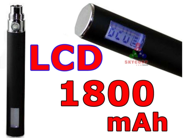 e-papieros dioda ładowania, wskaźnik baterii vape, ładowanie vape LCD - Mocna BATERIA E-PAPIEROS eGo 1800mAh WYŚWIETLACZ -