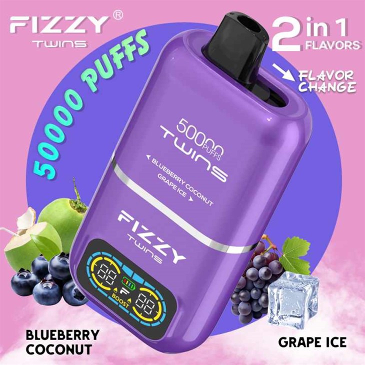 Fizzy Twins 50000 zmiana smaku, przełącznik ustnik, górna sekcja vape, elektroniczny system zmiany smaku - Dostosowane Chiny Fizzy Twins 50000 Puffs Dual Flavours Producenci ...