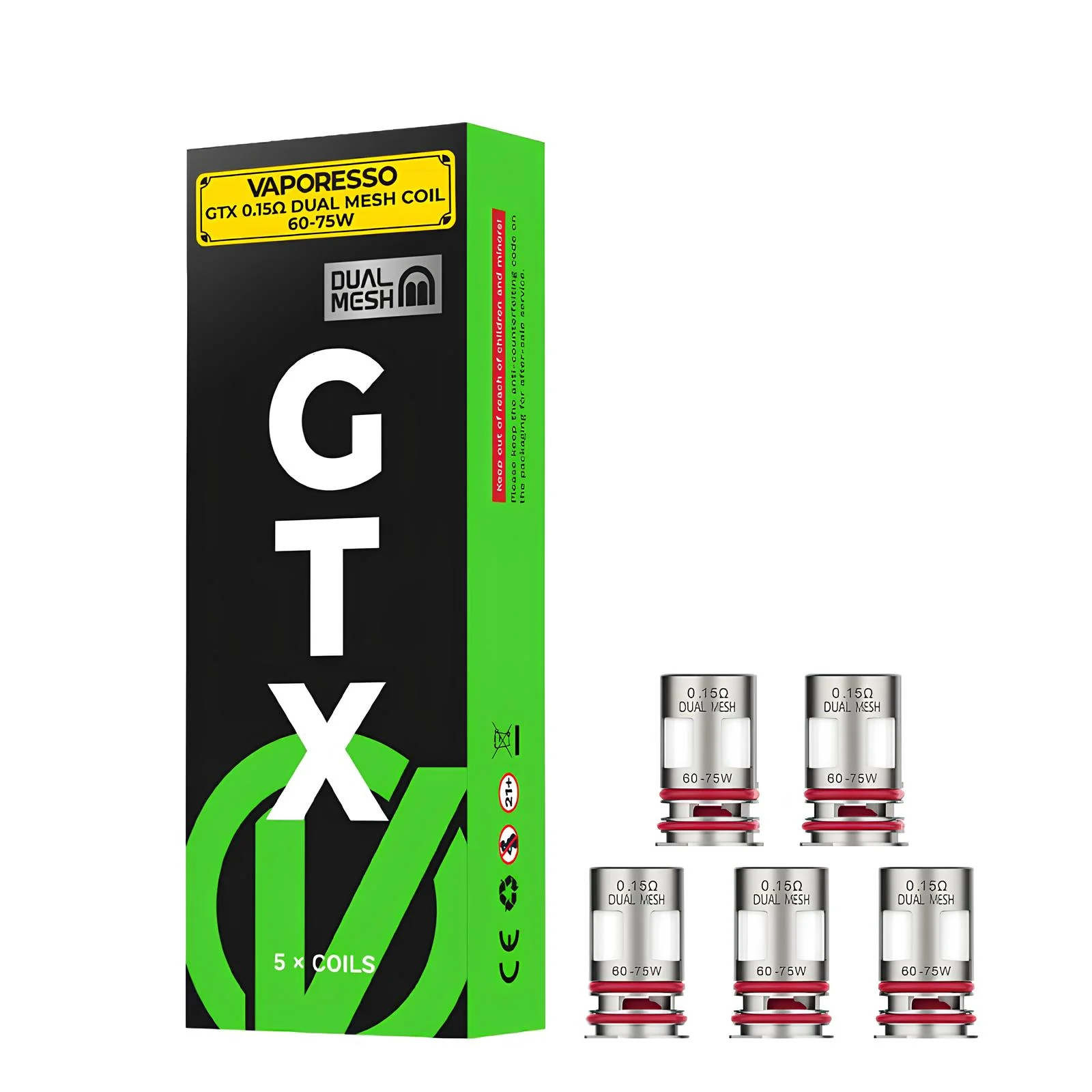 Dual Mesh Coil technologia, podwójna grzałka e-papierosa, stały smak vaping, innowacyjna grzałka vape - VAPORESSO GTX Dual Mesh - Pack de 5 Résistances – VAPEVO