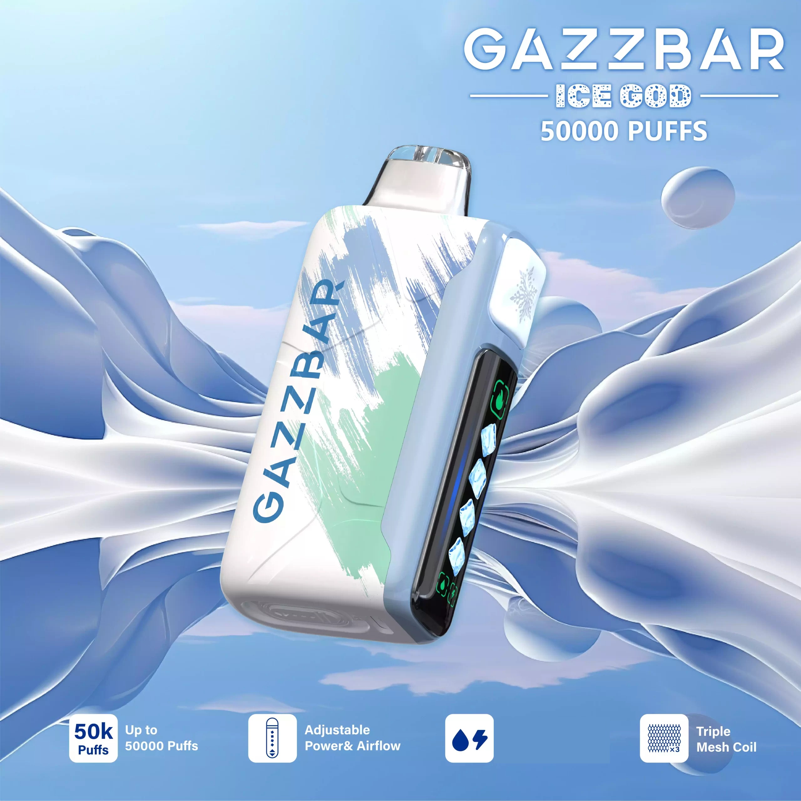 bezpieczeństwo e-papierosa, system BMS, certyfikat CE vape - GAZZ BAR 50000 Puffs ICE GOD Jednorazówka Disposable Vape - GleeVape