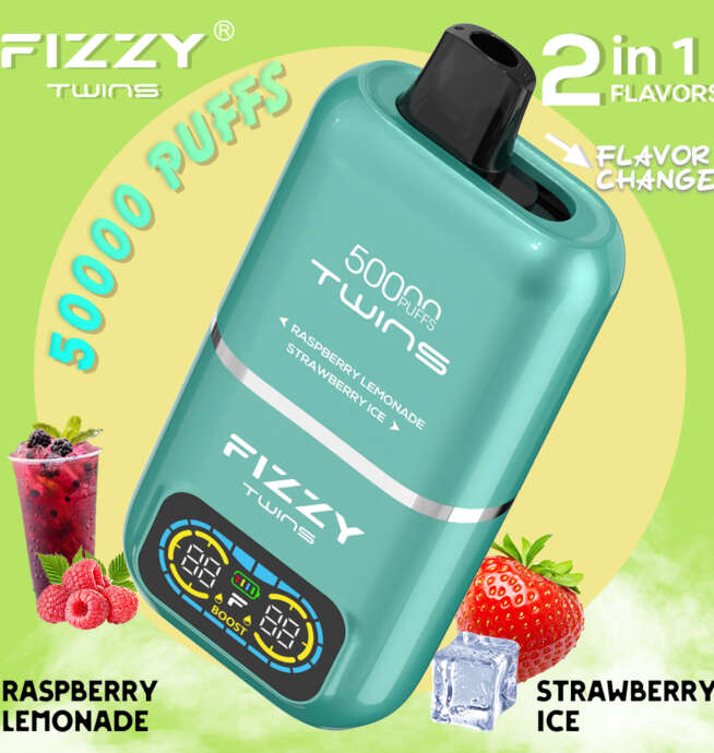 Fizzy Twins 50000 ładowanie USB-C, szybkie ładowanie e-papierosa, podłączanie vape do ładowarki USB-C, wydajna bateria e-papierosa - Fizzy Twins 50000 50k Puffs 2% 5% Nikotynowy podwójny smak ...
