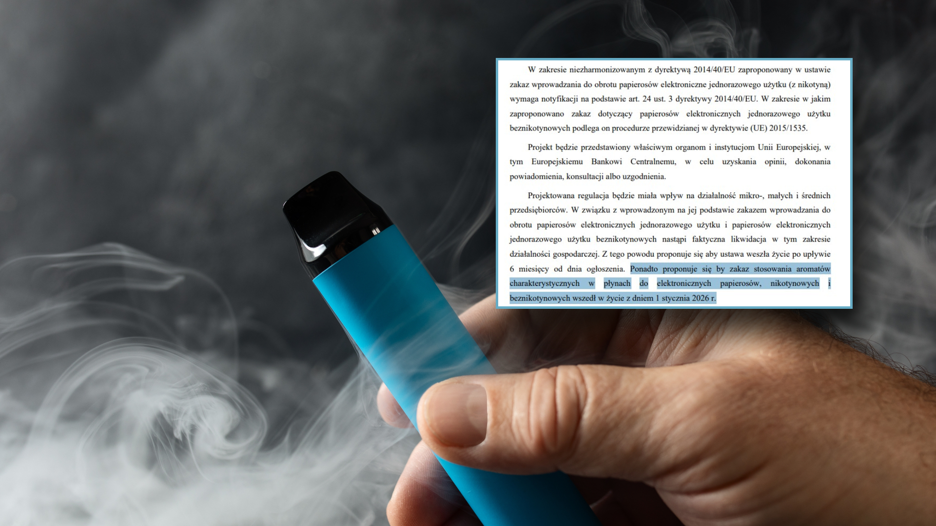 zakaz smaków e-papierosów, tytoniowy smak vape, monotonia smaków e-liquid, przekreślone owoce vape - Znikający zakaz dla wielorazówek. Jeszcze w czerwcu był, dziś go ...