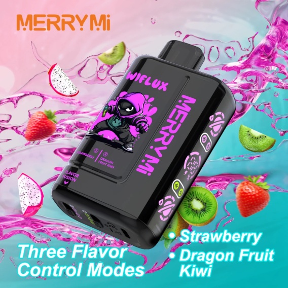 vaping smak Dragon Fruit Strawberry Kiwi, e-papieros dużo pary, intensywny smak vape, vape session - E-papieros MerryMI 24000 Wiflux Strawberry /Dragon Fruit Kiwi