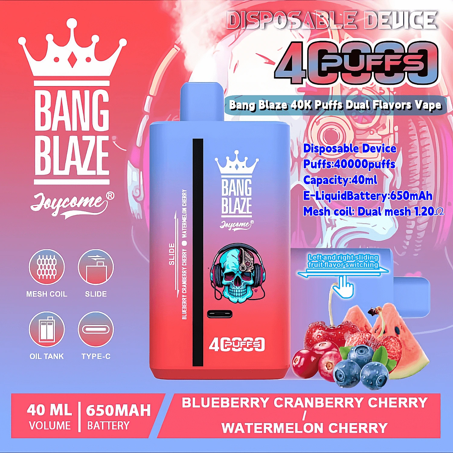 Bang Blaze 40000 vs Elf Bar, porównanie e-papierosów jednorazowych, innowacyjny vape dual smak - Bang Blaze 40000 40 tys. zaciągnięć, podwójny smak, jednorazowy, 0 ...