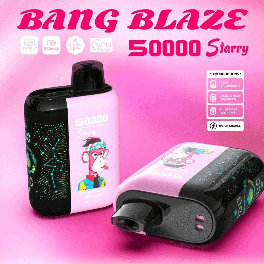 duży e-papieros kontra mały, jednorazowy vape czołg resoraki, Bang Blaze 40000 Hifancy Space 50000 porównanie - Bang Blaze 50000 Züge Dual-Modus | Starry Display | Type-C
