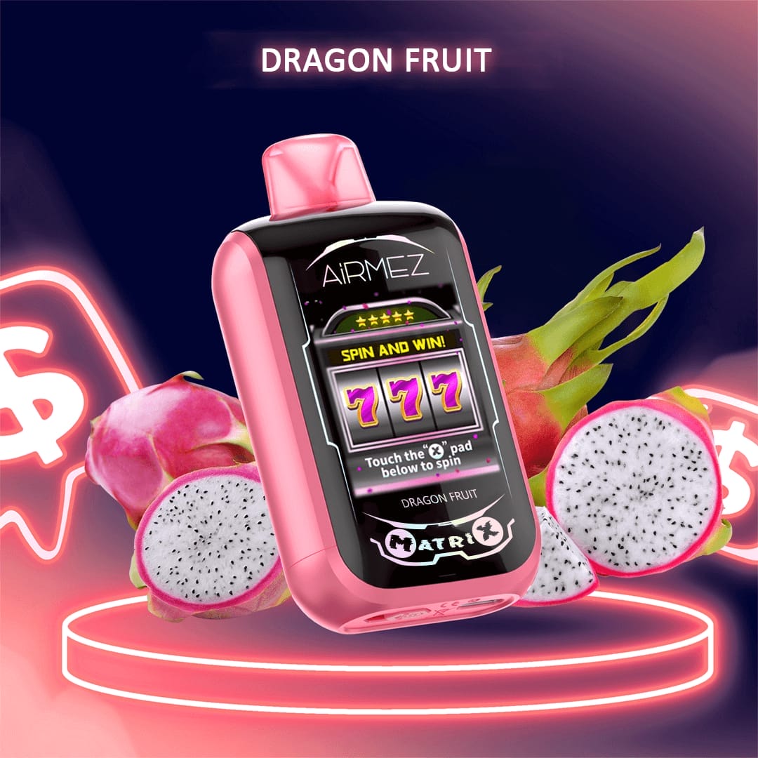 Airmez Matrix Pro smaki, jednorazowy vape owocowe smaki, e-papieros z jagodą lodem, Dragon Fruit vape, Strawberry Kiwi e-liquid - Airmez Matrix Pro 30000 Puffs Jednorazowy Vape - VapeDream