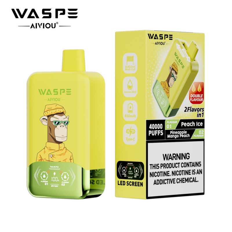 e-papieros lato owoce, e-papieros jesień zima deser, kawa wanilia vape relaks, sezonowe smaki vape - Waspe 40k Peach Ice & Pineapple Mango Peach — E-papieros 40 000 ...