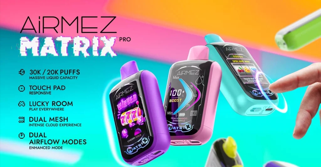 Airmez Matrix Pro 30000 Puffs, e-papieros z ekranem, vape jak smartwatch, profesjonalny e-papieros - Airmez Matrix Pro 30000 Puffs Disposable Vape – Buy online now