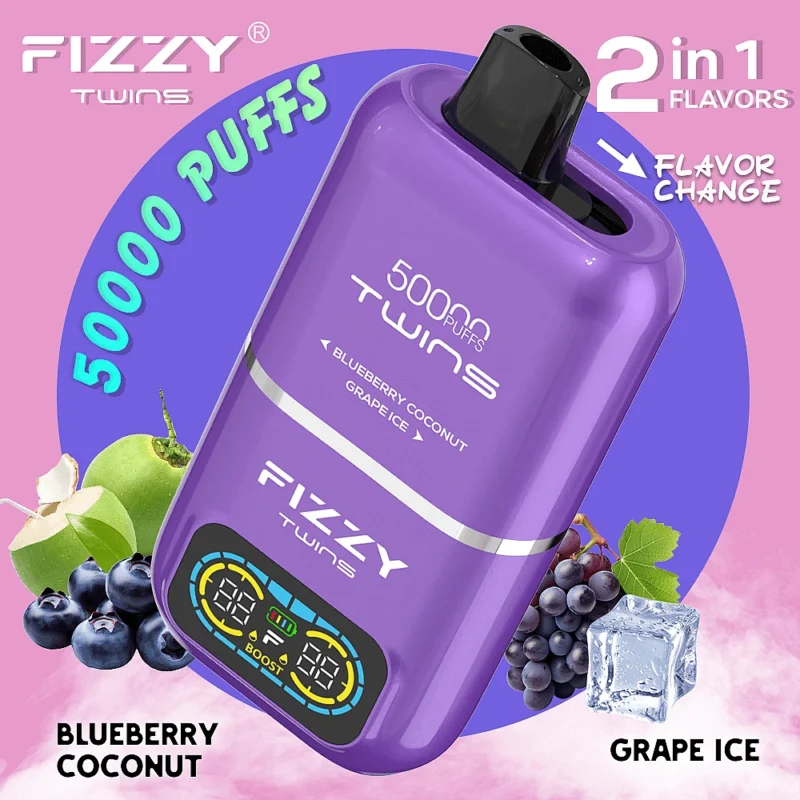 Fizzy Twins 50000,e-papieros dwusmakowy,vape 50000 puffs,najlepsze jednorazówki,smaki vape