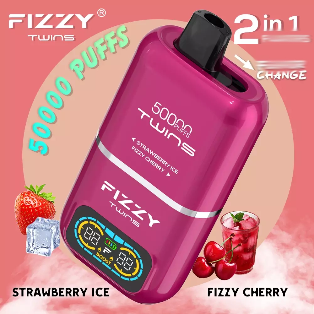Fizzy Twins 50000 dual flavor e-papieros przełącznik smaku dwa w jednym - Fizzy Twins 50000 Puffs Double Taste Dual Tank 50K Disposable ...