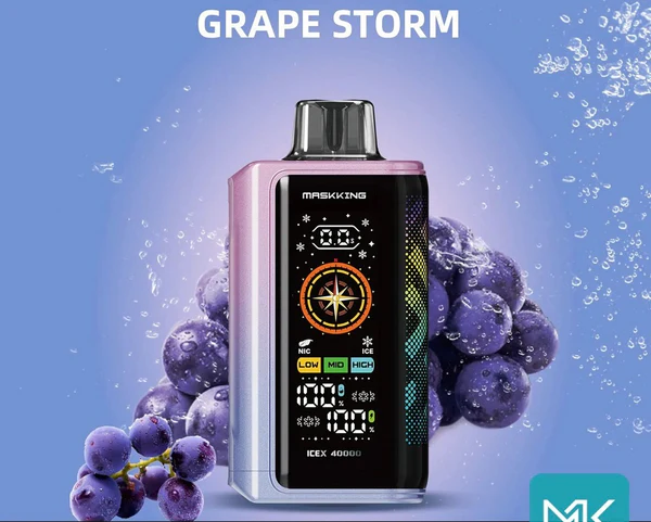 Maskking ICEX 40000 Puffs, e-papieros z chłodnym smakiem, design Maskking ICEX, vape Grape Storm - MaskKing IceX - Double Grape – Vape Corner E-Cig Shop