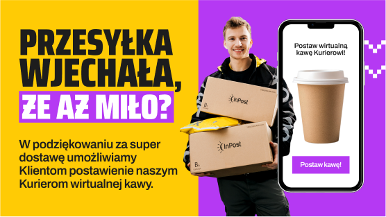 kurier InPost, płatność przy odbiorze, dostawa paczki, klient płaci kurierowi - Zrób dzień kurierowi – teraz możesz postawić mu kawę! | InPost