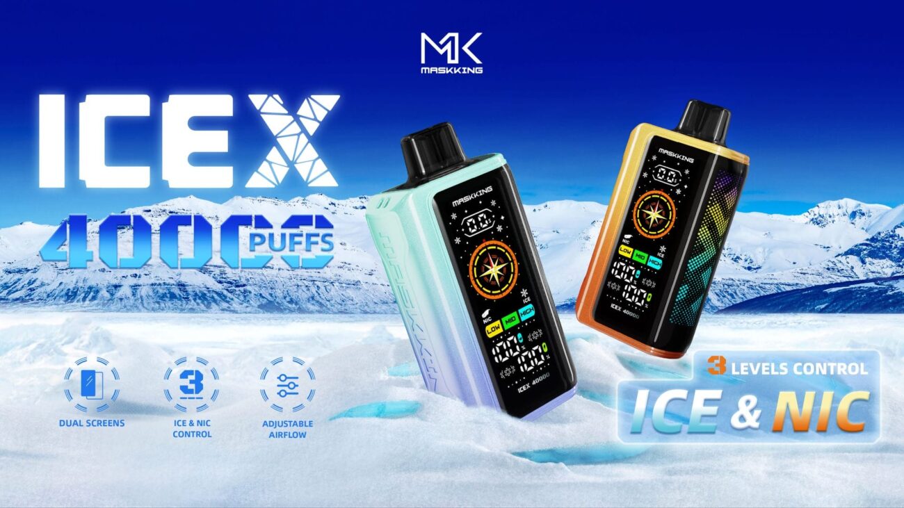 maskking icex 40000 puffs,jednorazowy vape polska,vape z regulacją lodu,najmocniejszy mrożony vape,e-papieros jednorazowy duża pojemność
