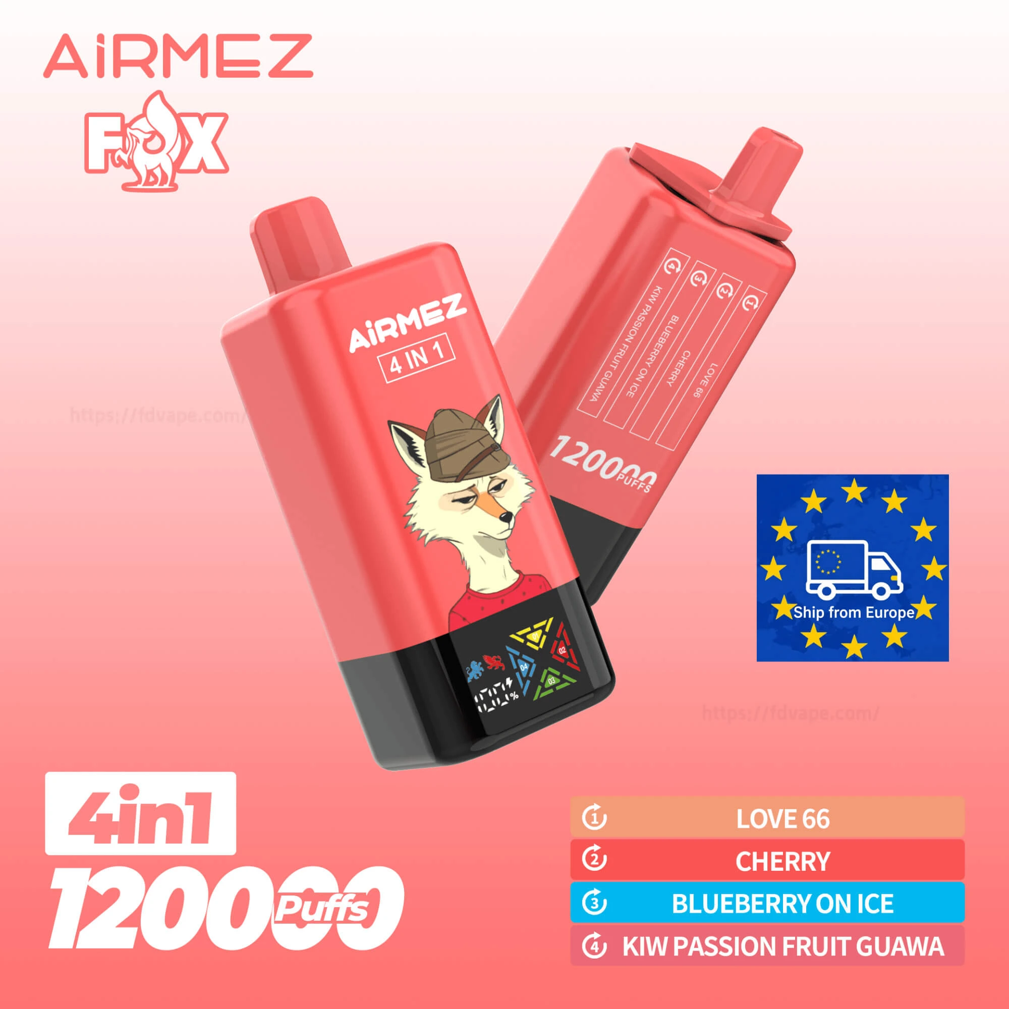 vape mieszanie smaków, e-papieros suwaki smaków, multi-flavor vaping, Airmez Fox 4 smaki koncepcja - Airmez Fox 120000 120k Puffs 4 w 1 Smaki Jednorazowy Vape 0 ...