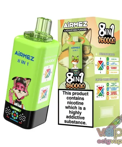 schemat działania Airmez Fox 4w1, mechanizm obracania kartridży vape, cztery kartridże 15ml e-papierosa, budowa Airmez Fox - Airmez Fox 120k Puffs 4 w 1 Smaki Jednorazowy Vape z ...