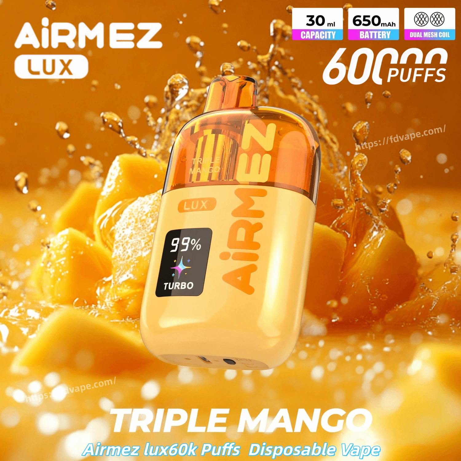 Airmez Lux 60000 Puffs, e-papieros jednorazowy, duża pojemność vape, widoczne okienko liquidu, USB-C e-papieros - Airmez Lux 60000 60 tys. Puffów Jednorazowy widoczny ...