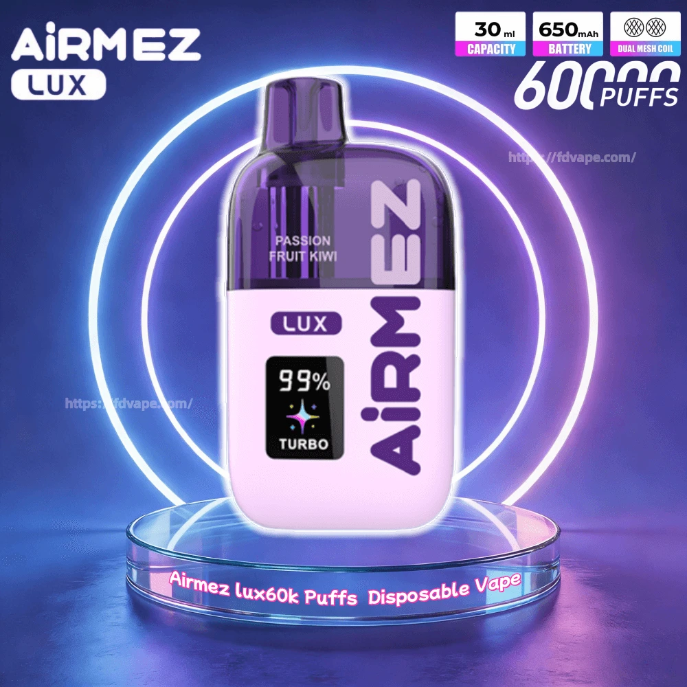 Airmez Lux 60000 Puffs, e-papieros jednorazowy, vape premium, długi czas działania, USB-C - Airmez lux 60000 60k Puffs Jednorazowy widoczny zbiornik ...