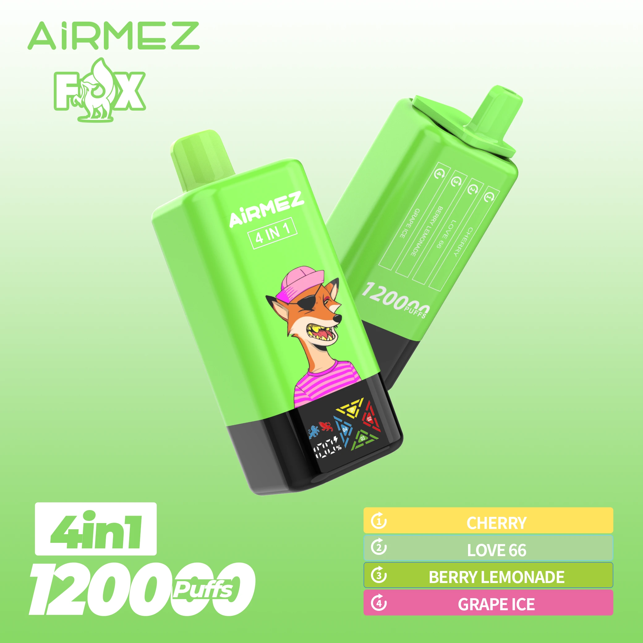 Airmez Fox 4in1 wnętrze, mechanizm 4 smaków vape, e-papieros bez wycieków, budowa 4 komory liquid - Airmez Fox 120k Puffs 4 w 1 Smaki Jednorazowy Vape z ...