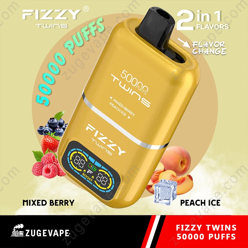 e-papieros Fizzy Twins 50000 dual flavors, vape z dwoma smakami, elektroniczny papieros zmienne smaki - Fizzy Twins 50000 Puffs 50k Double Flavor Disposable Vape EU ...