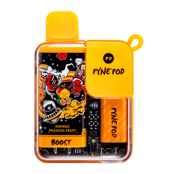 tryb Boost e-papieros, intensywna chmura wapowania, smak Passion Fruit Mango vape, duży dym z e-papierosa - Mango Passion Fruit Pyne Pod Boost 8500