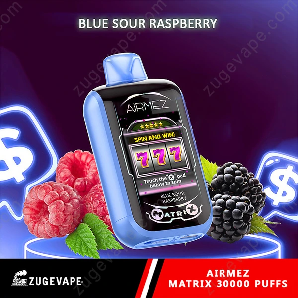 Nowoczesny e-papieros Airmez Matrix Pro 30000 Puffs obok butelki z liquidem o wysokiej zawartości VG, podkreślający zmianę proporcji bazy.